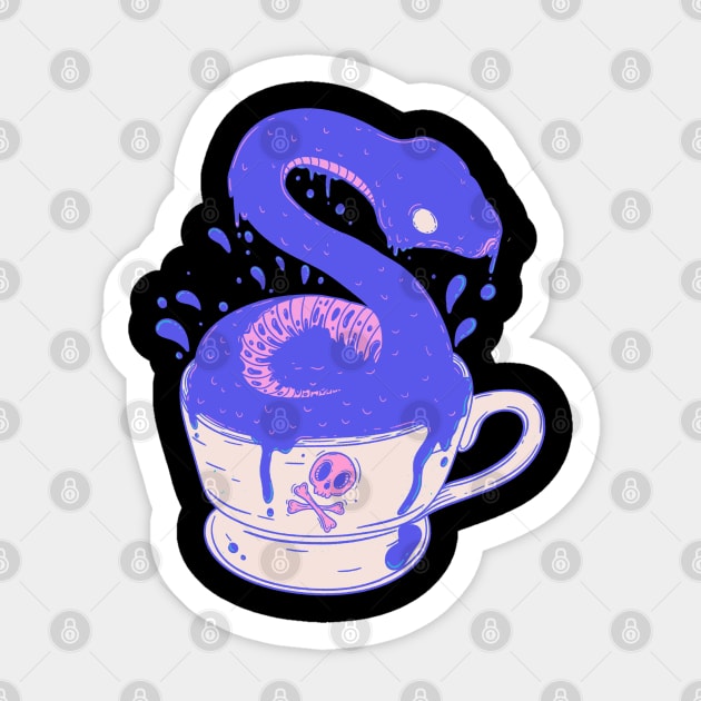 Snake in a Tea Cup - Serpentine Elegance and Charm Sticker by Jess Adams